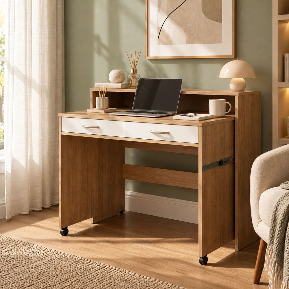 Escritorio Plegable Christina Ventitas Home Color Rovere Y Blanco