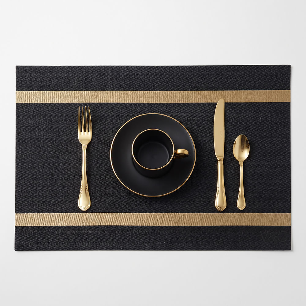 Individuales Rectangulares 6 pzas Negro para Mesa Sombra