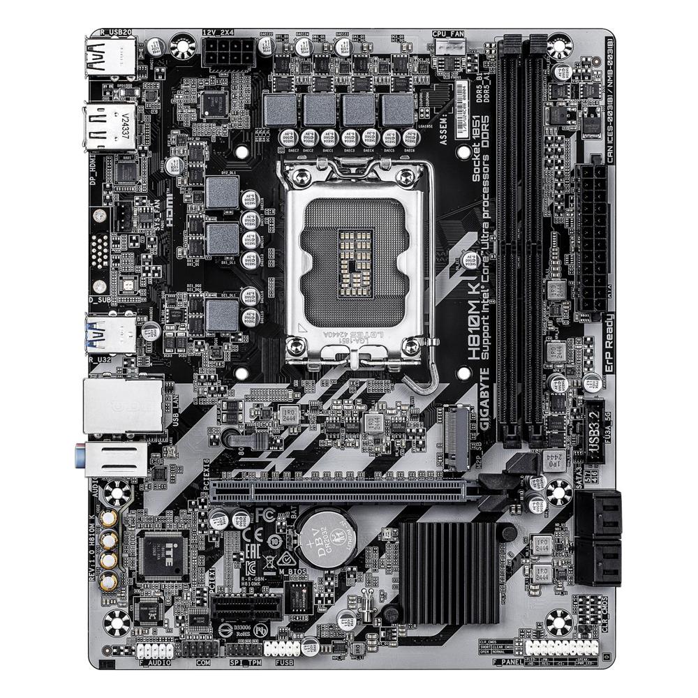 Placa Madre Gigabyte H810M K LGA1851 DDR5 Micro ATX PCIe 4.0 Negra