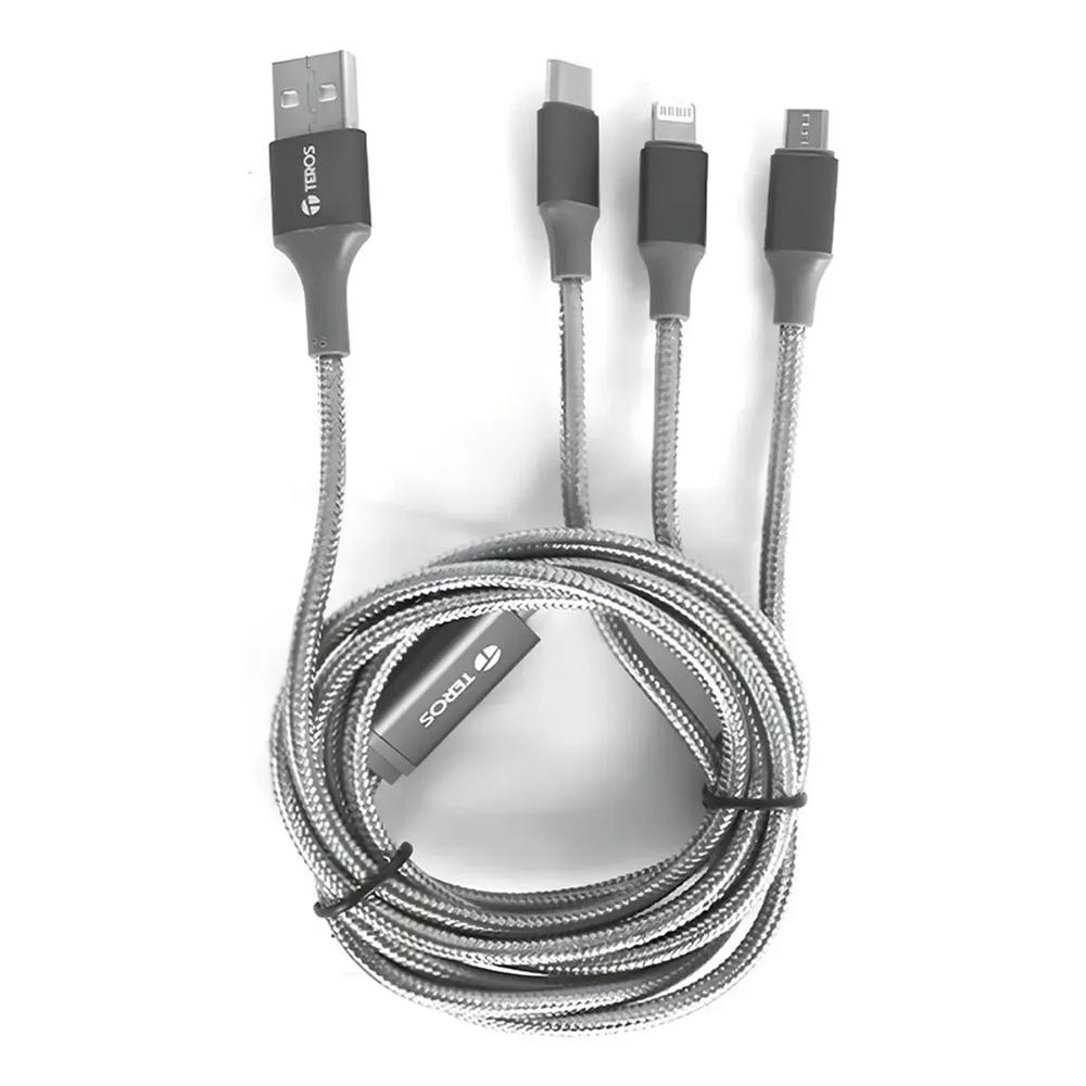 CABLE USB TEROS TE-70210W TIPO A A TIPO C LIGHTNING MICRO USB