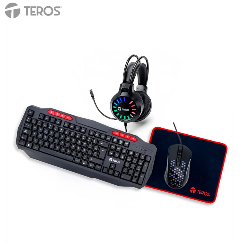 KIT GAMING 4 EN 1 TEROS TE-5014S TECLADO MOUSE AURICULARES MOUSEPAD