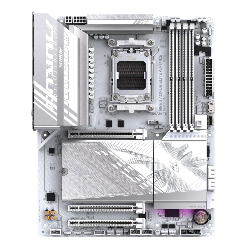 Placa Madre Gigabyte B850 Aorus Elite Ice AM5 DDR5 ATX Wi-Fi 7 Blanca