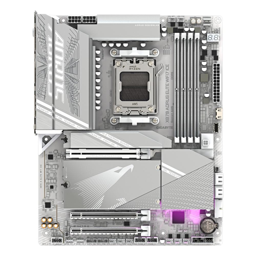 Placa Madre Gigabyte X870 Aorus Elite Ice AM5 DDR5 ATX Wi-Fi 7 Blanca
