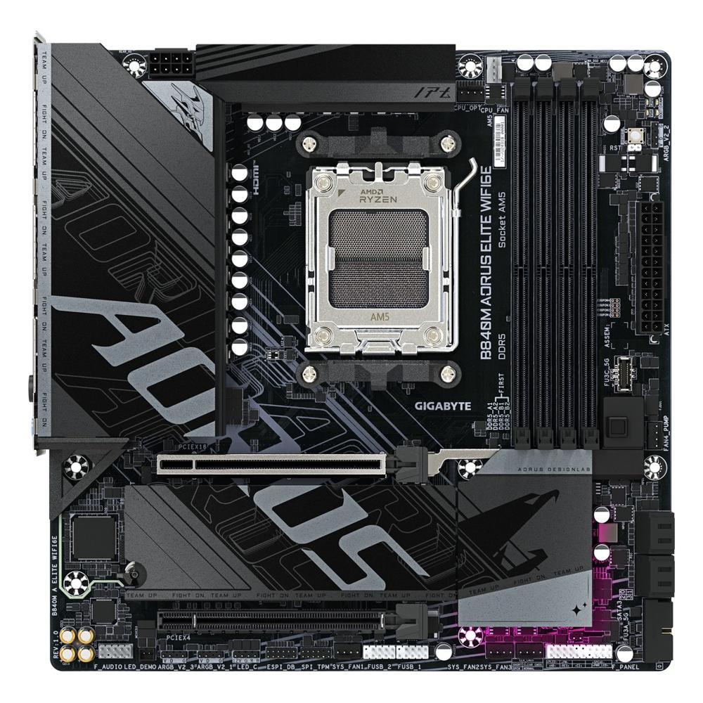 Placa Madre Gigabyte B840M Aorus Elite AM5 DDR5 Micro ATX Wi-Fi 6E Negra