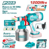 PISTOLA PINTAR 20V 800ML MIN 120DIN-S CAP 1000ML TANQUE METAL 2 - 2.0AH