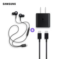 Cargador Samsung 45W con Cable USB-C 1 m y Audífonos AKG Negro