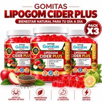 PACK 3 GOMITAS LIPOGOM CIDER PLUS PARA ADULTOS 450 GOMITAS SOTTCOR LABS