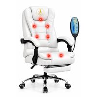 Silla Ergonómica con 7 Vibromasajes Premium -Reclinable y Ajustable color Blanco