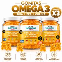 PACK 3 GOMITAS OMEGA 3 PARA ADULTOS 450 GOMITAS SOTTCOR LABS