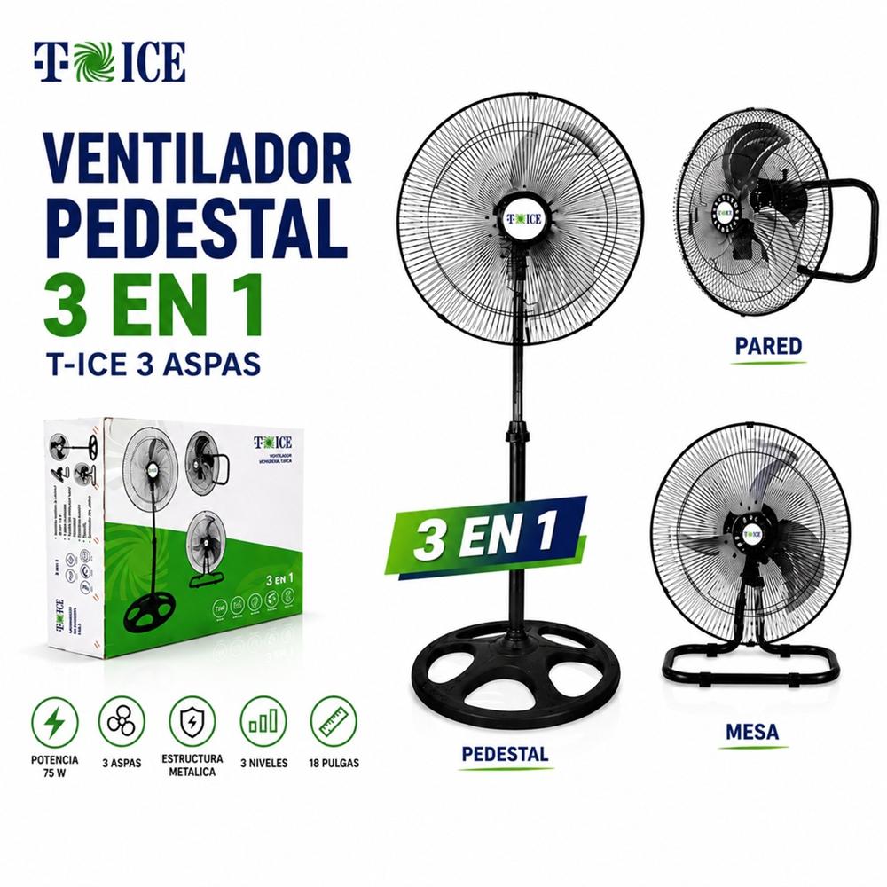 VENTILADOR T-ICE 18 PULGADAS 3 en 1 MFS-18-3