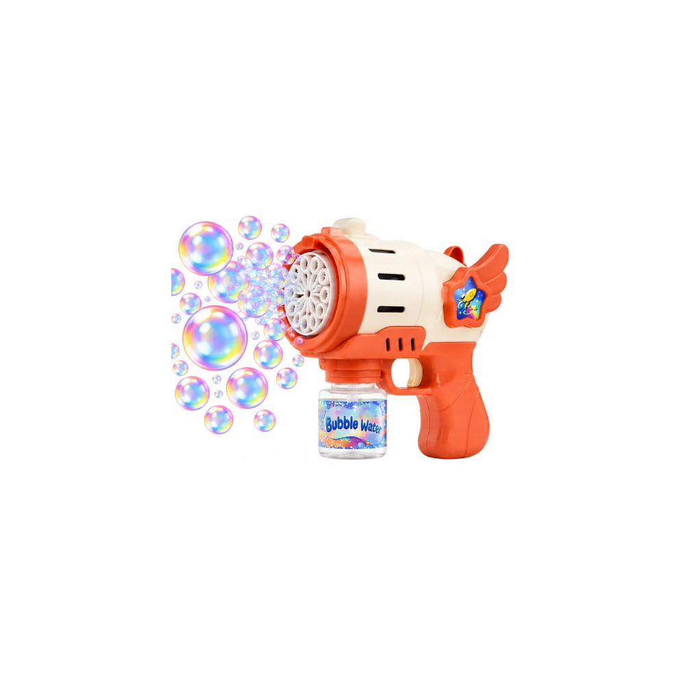 Pistola de Burbujas Infantil Automática con Luz LED  Color Naranja