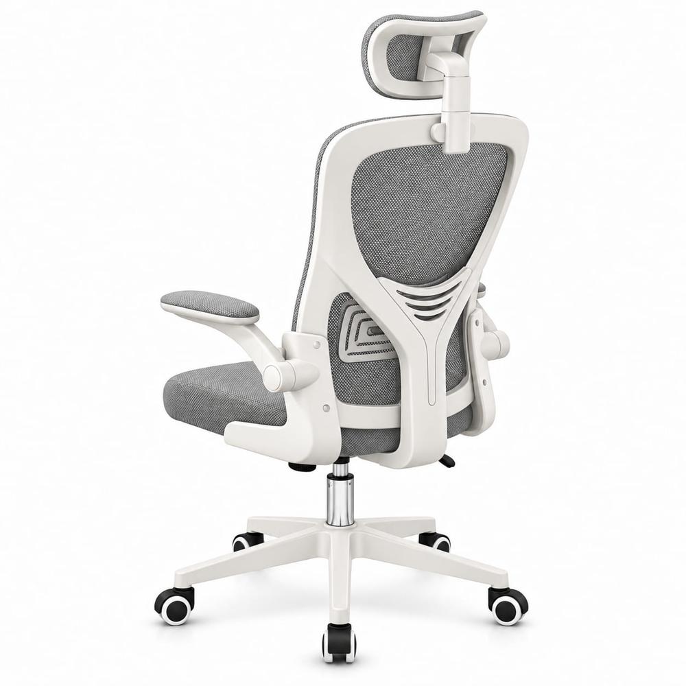 Silla Ergonómica Para Oficina Escritorio Reposacabezas Soporte Lumbar Ajustable Giratoria - Blanco