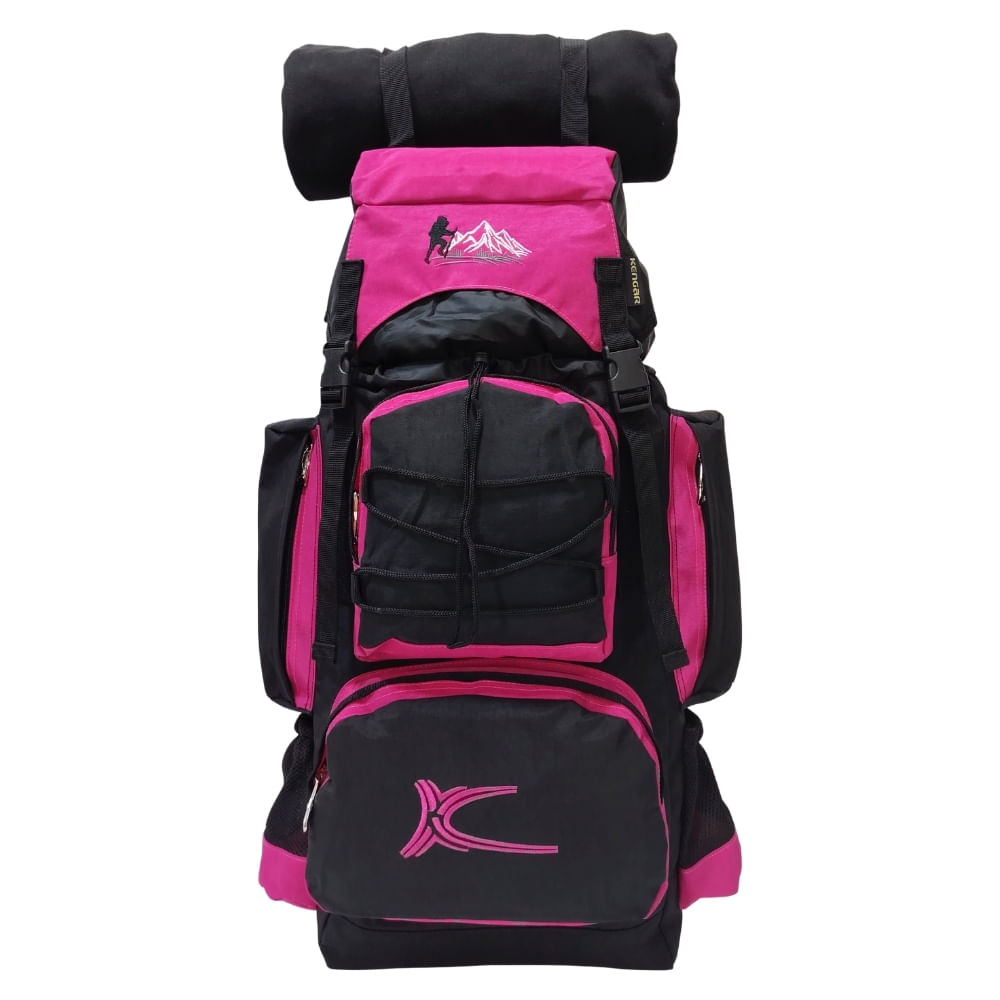 Mochila Campera Kengar Modelo N.3 Negro - Fucsia