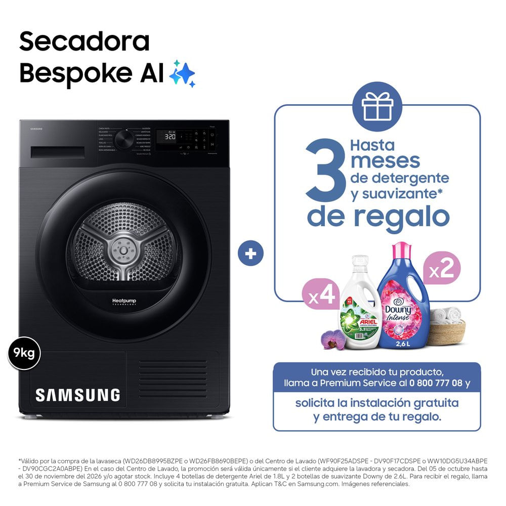 Secadora Samsung Bespoke AI 9Kg DV90CGC2A0ABPE Negra
