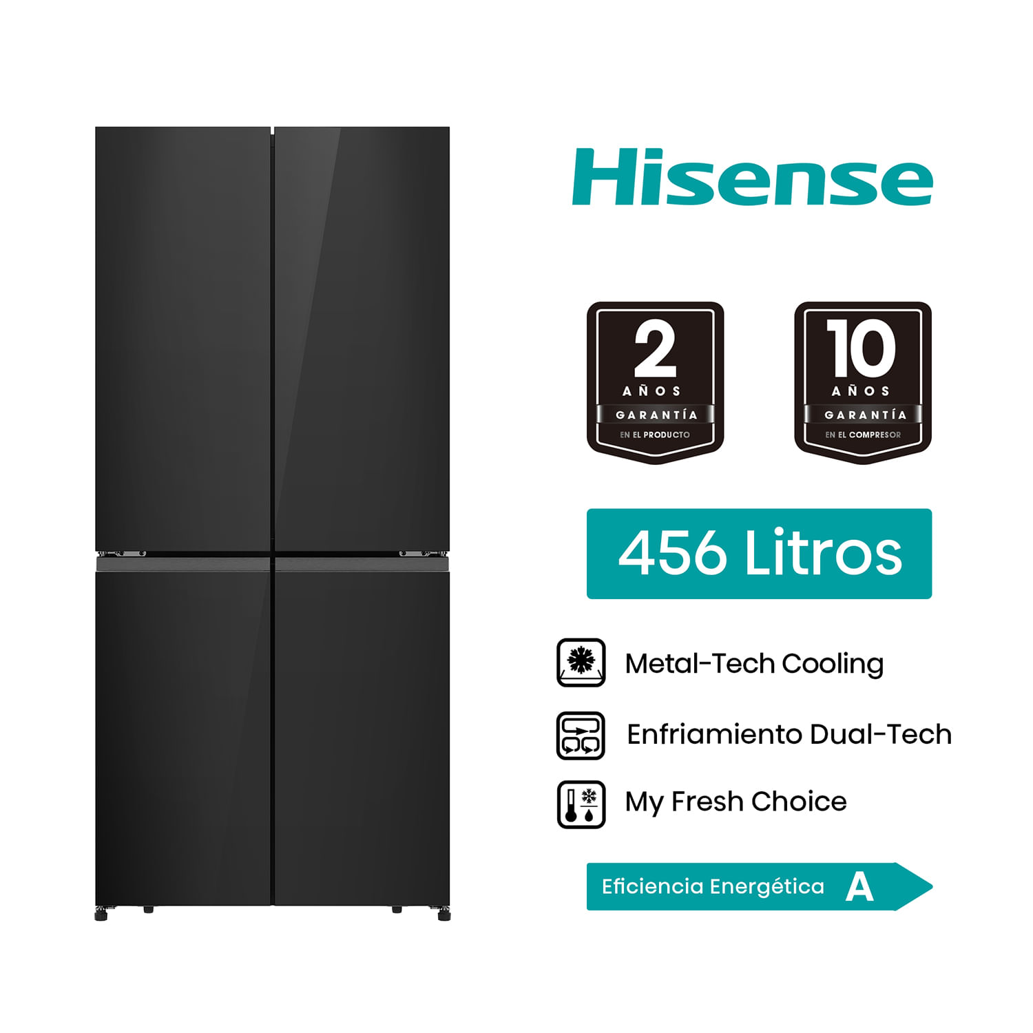 Refrigeradora Hisense French Door 456L RQ5P470NE1A  Gris