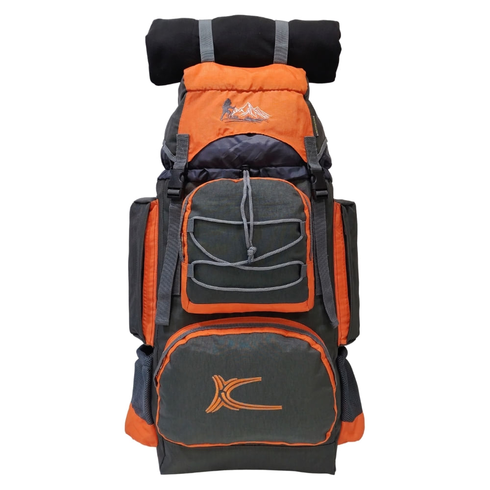 Mochila Campera Kengar Modelo N.3 Plomo - Naranja
