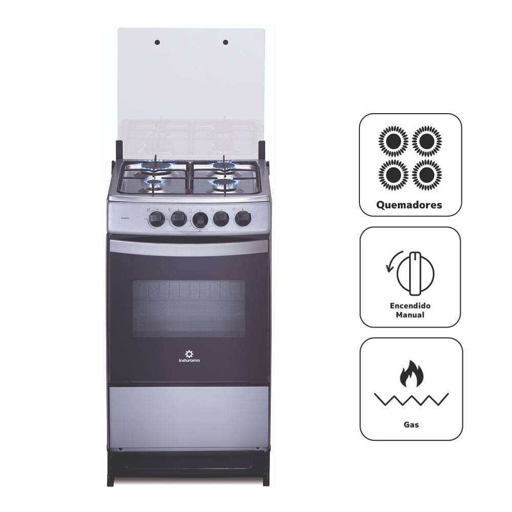 Cocina de Pie a Gas INDURAMA 4 Quemadores Dublin Gris