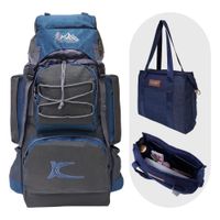COMBO MOCHILA DE CAMPING N3 PLOMO-ACERO - BOLSO PUFFER XS JEAN