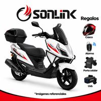 Moto Automática Sonlink SL150-T13 150 cc 8.5 HP Blanca Scooter Urbana con Frenos Disco