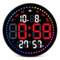Reloj LED Digital de Pared 28x28cm con Alarma-Temperatura y Humedad