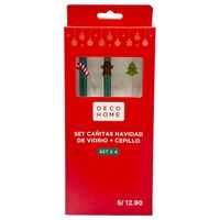 Set de Cañitas DECO HOME Navidad Vidrio + Cepillo