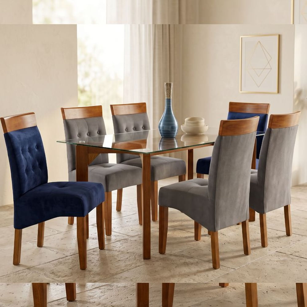 JUEGO DE COMEDOR MODELO COPETA DE 6 SILLAS MESA 150 CM COLOR NATURAL