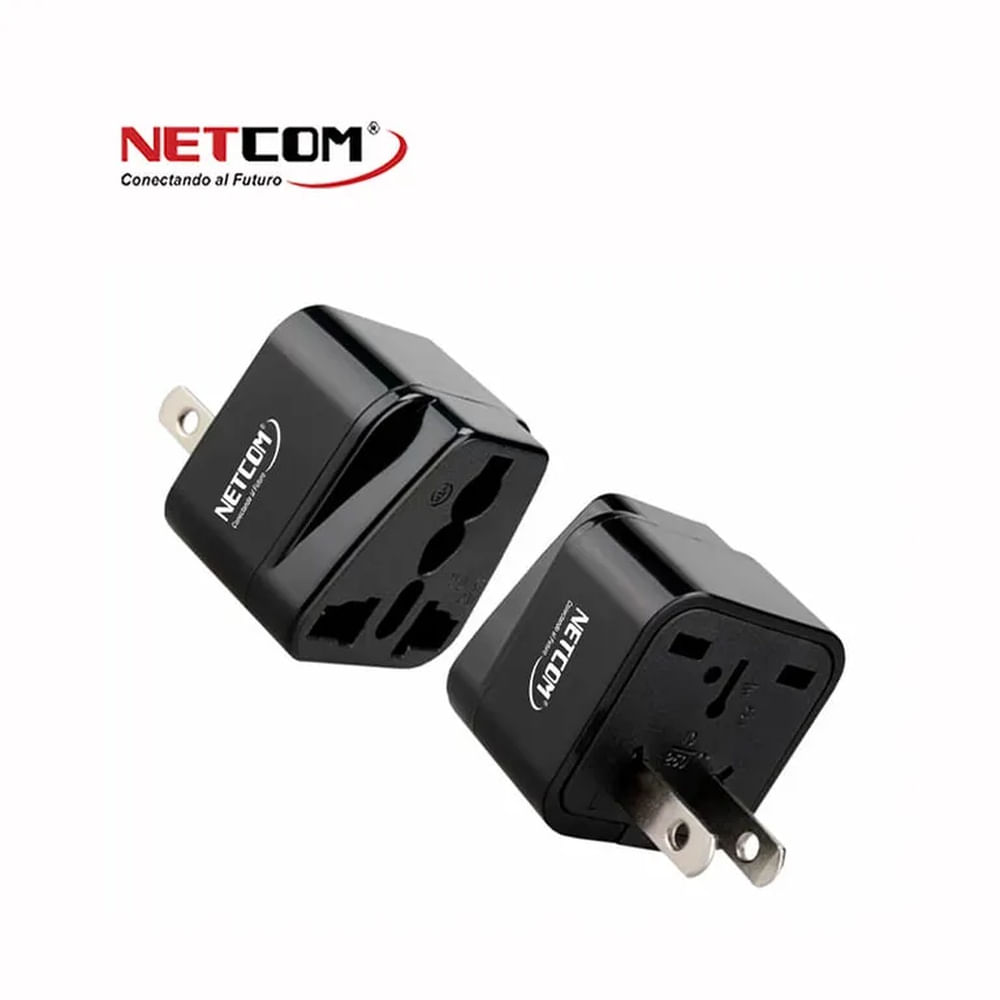 ADAPTADOR DE CORRIENTE ENCHUFE PLANO MACHO A ENCHUFE UNIVERSAL HEMBRA 10A NETCOM
