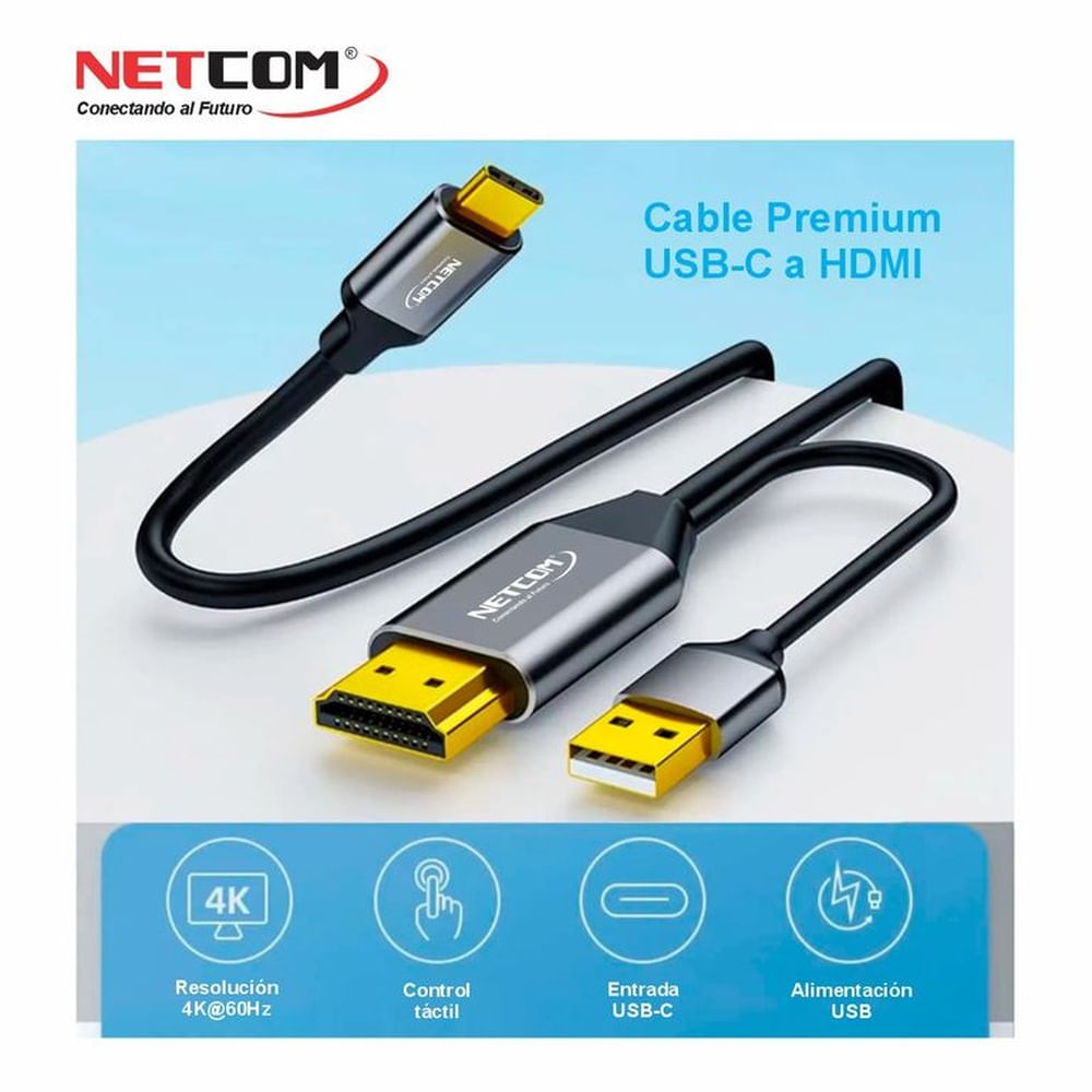 CABLE ADAPTADOR DE HDMI A USB TIPO C DE 1.80 METROS NETCOM