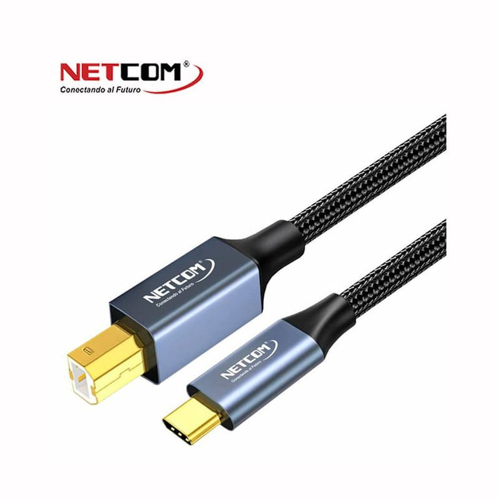 CABLE USB 3.1 TIPO C A USB TIPO B DE 1.80 METROS PARA IMPRESORA ENMALLADO NETCOM