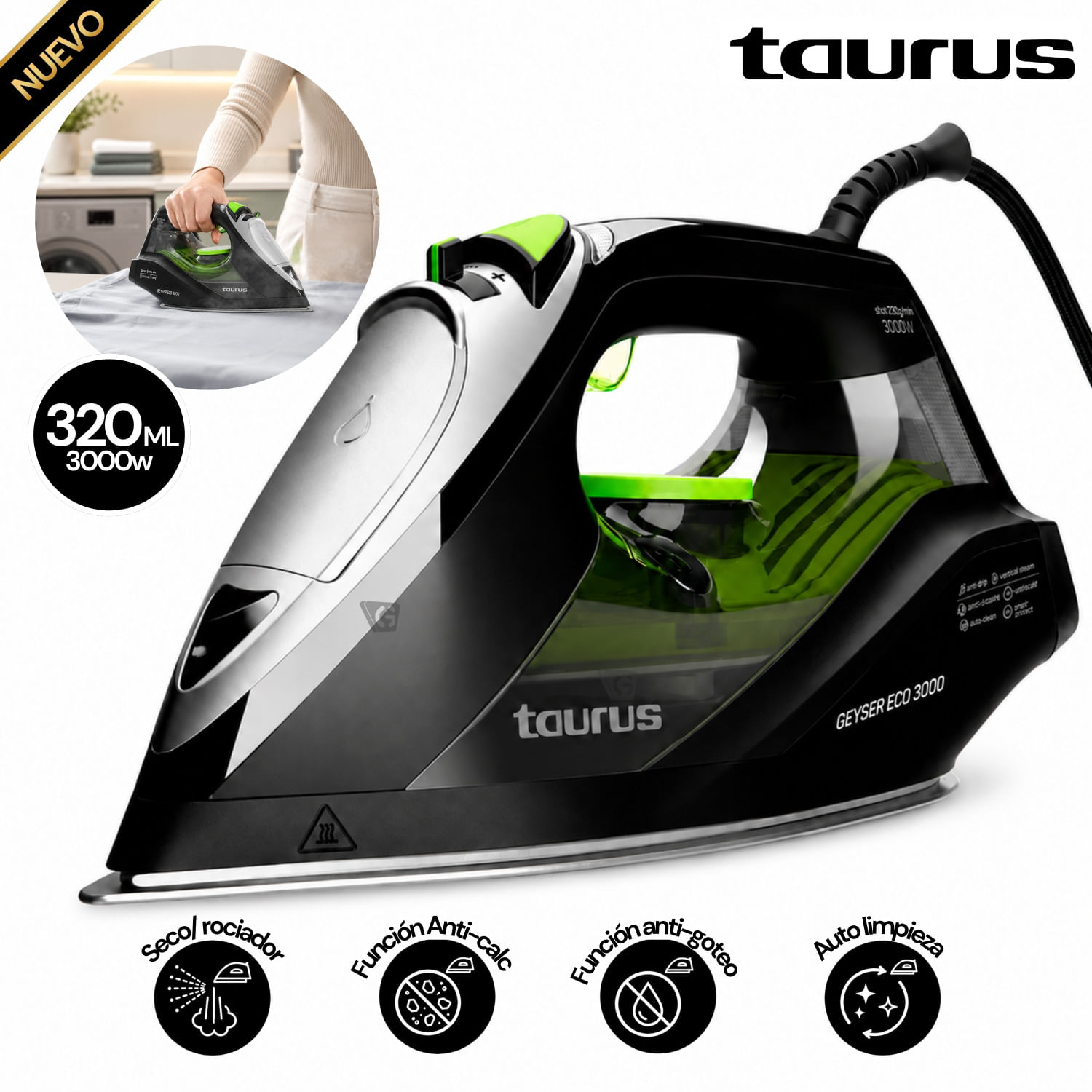 Plancha a vVapor Taurus  Geyser eco 3000
