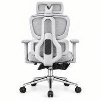 Silla Ergonómica Reclinable para Oficina con Soporte Lumbar y Reposacabezas Ajustable Gris