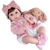 MUÑECA BEBÉ REBORN AORI NIÑA CON BIBERÓN Y CHUPÓN 55 CM