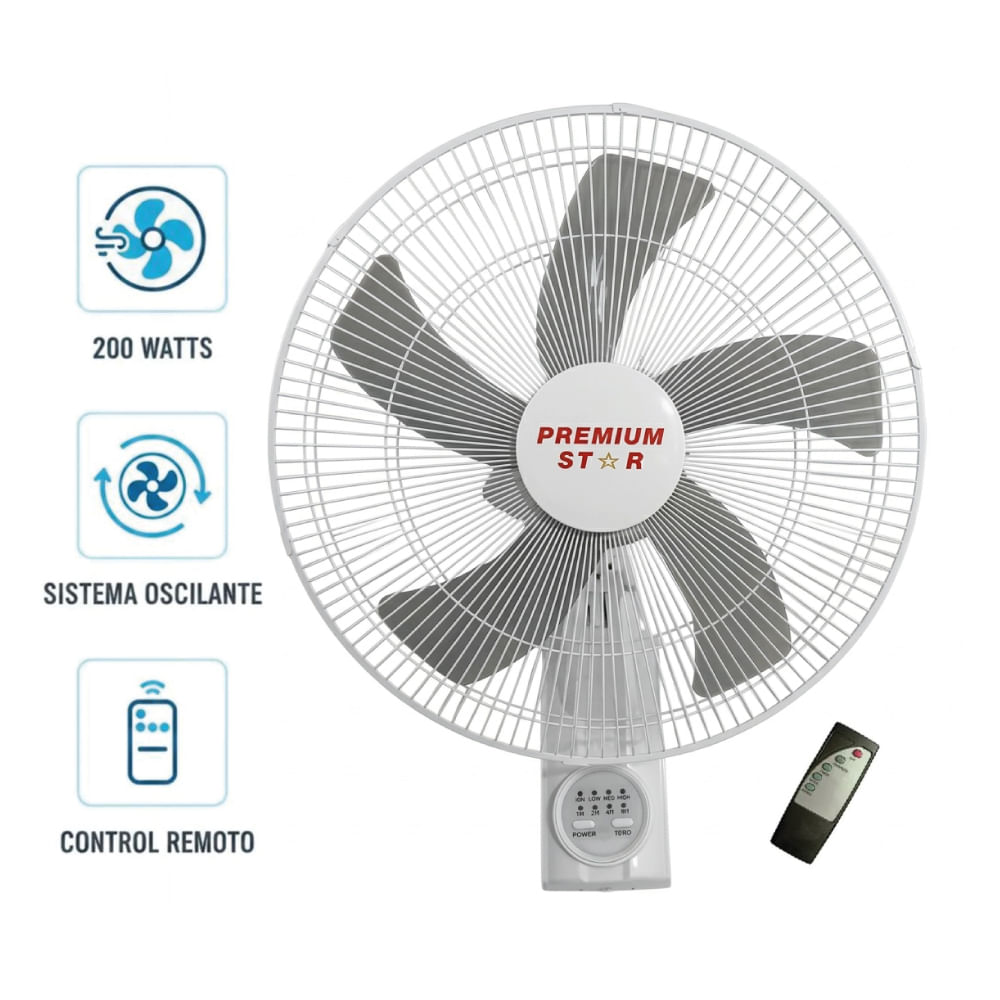 Ventilador de Pared Premium Star PS-18 18 C.C Remoto 200w