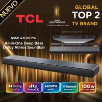 SOUNDBAR TCL BLUETOOTH 100W CON DOLBY ATMOS 2.0 S45H - NEGRO