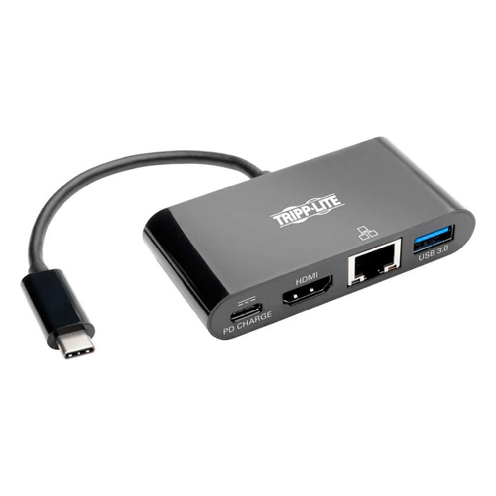 Adaptador Multipuerto USB-C Tripp Lite U444-06N-HGUB-C HDMI USB 3.0 Gigabit Ethernet 60W Negro