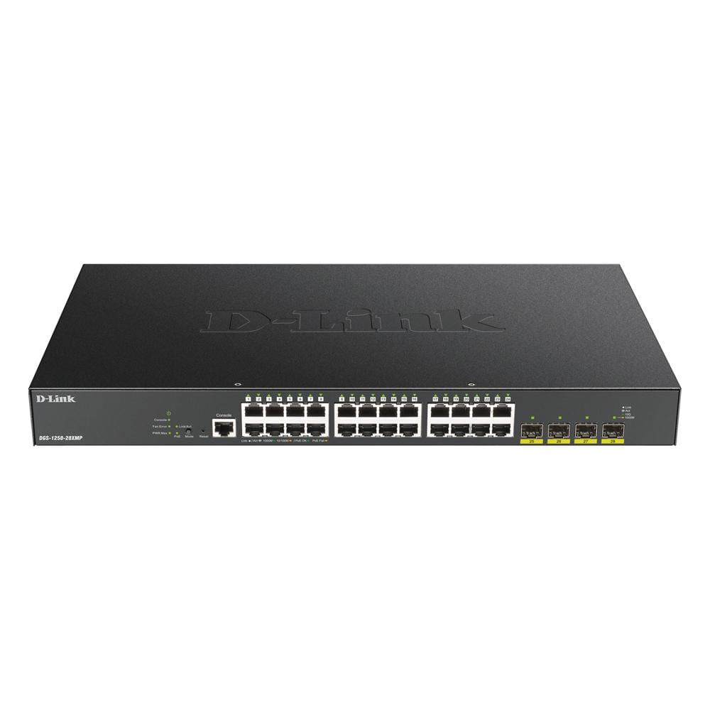 Switch Administrable D-Link DGS-1250-28XMP 24 Puertos Gigabit PoE 370W 4 SFP Plus Negro