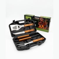 Set de Utensilios 4 Pzas Parrilla BBQ con Maletin