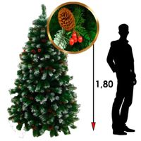 ÁRBOL DE NAVIDAD VERDE SEMINEVADO CON PIÑAS DE CEREZO DE 180 CM
