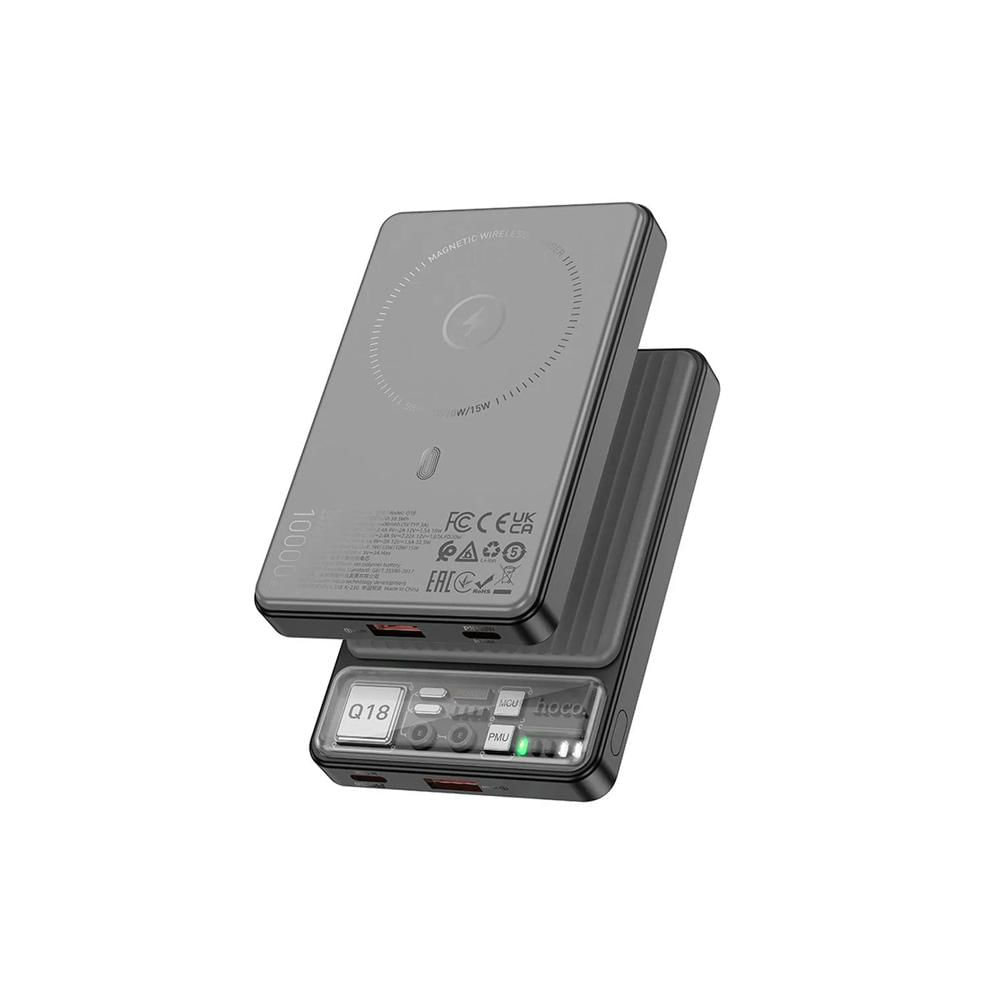 Power Bank Hoco Tourer 10000mAh 15W Magnético Carga Rápida 22.5W Negro Q18