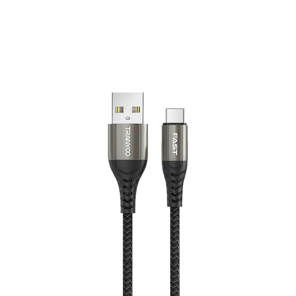 Cable Tranyoo USB-A a USB-C 5A Carga Rápida Trenzado Metálico Black T-S16C