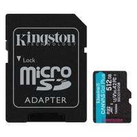 Tarjeta Micro SD Kingston Canvas Go Plus 512GB microSDXC UHS-I U3 V30 A2 con Adaptador SD