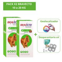 Pack x2  Antipulga Bravecto 10-20 Kg más Gratis Geolocalizador y Endal Plus