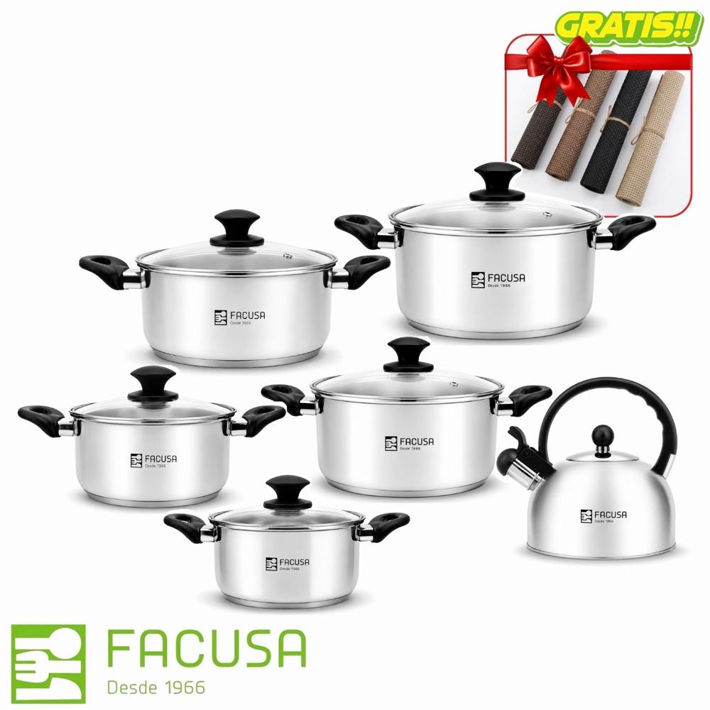 Ollas Facusa 12 Piezas Con Tetera De 3.5 L + Regalo
