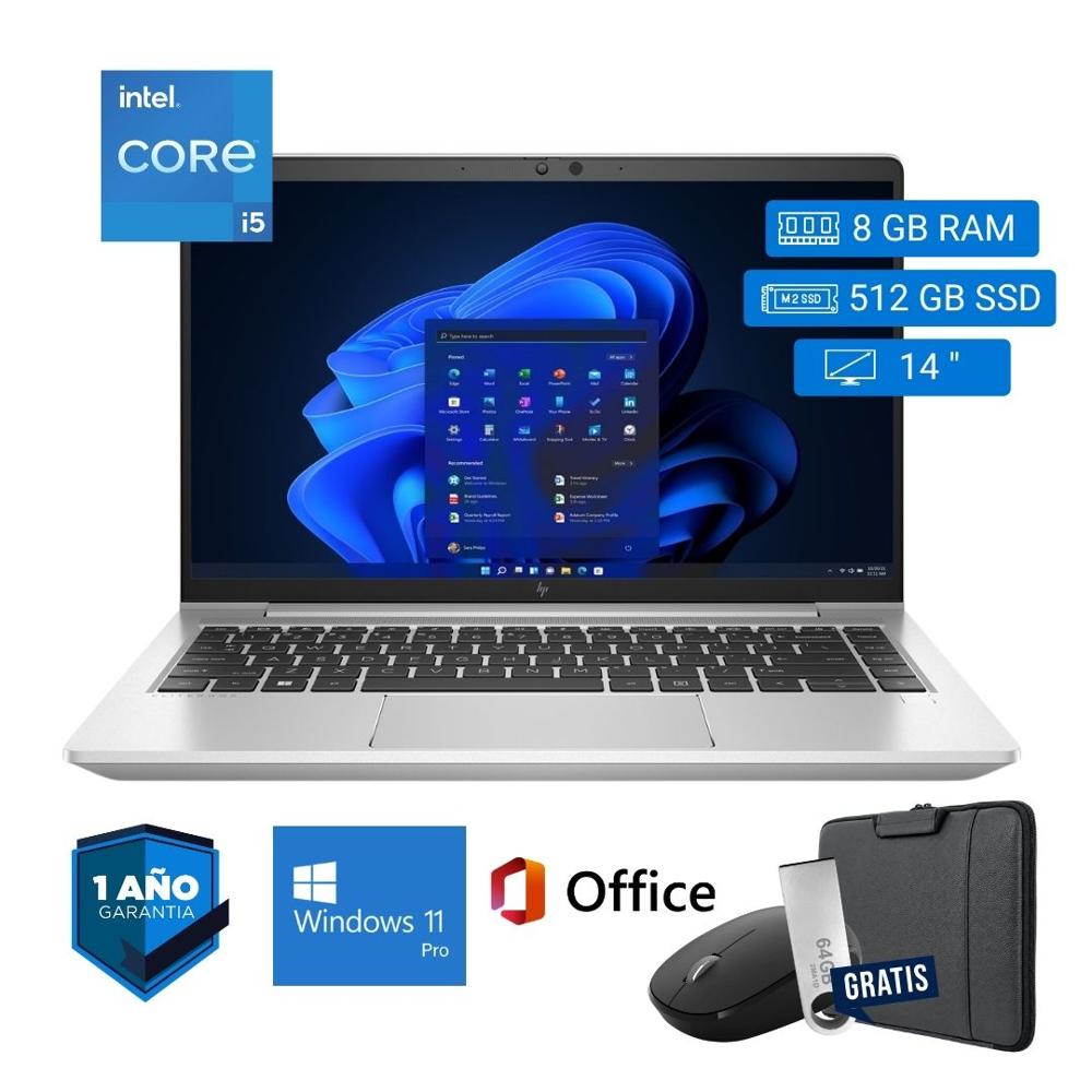 Laptop semi nueva HP EliteBook 640 G9 Core i5 12va 8GB RAM 512GB SSD 14pul. - Mouse - Funda
