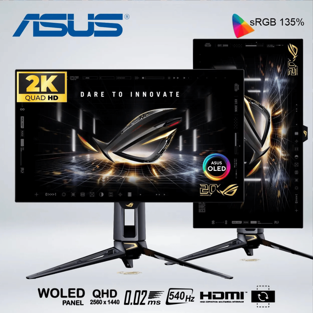 MONITOR GAMER ASUS ROG STRIX PG27AQWP-G 27'' WOLED QHD 540HZ 0.02MS G-SYNC FREESYNC