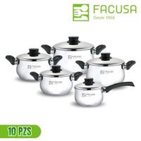 Ollas Facusa Valencia 10 Piezas Con Tapa De Vidrio