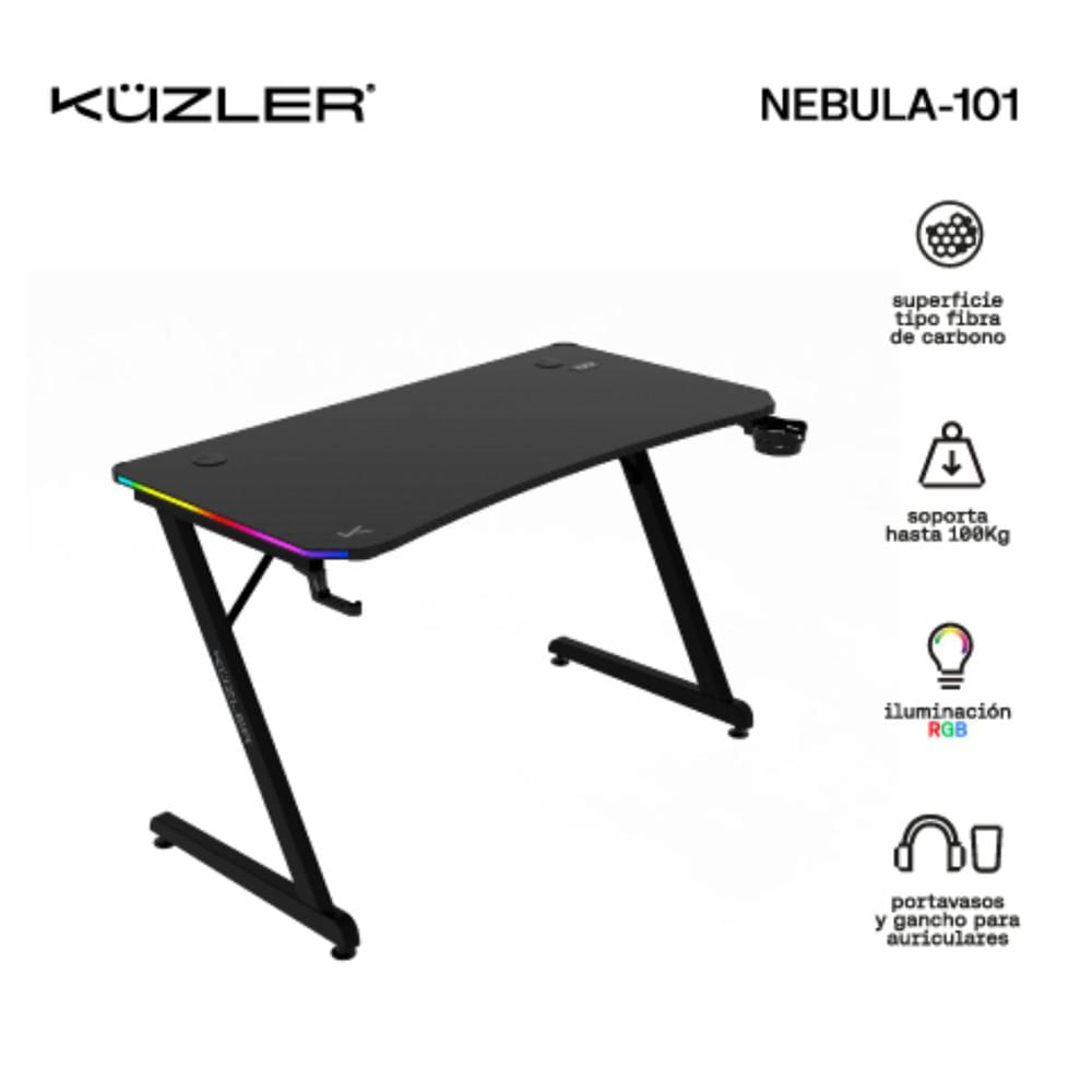 Escritorio Gamer con Luz RGB 120cm NEBULA-101 Kuzler Negro