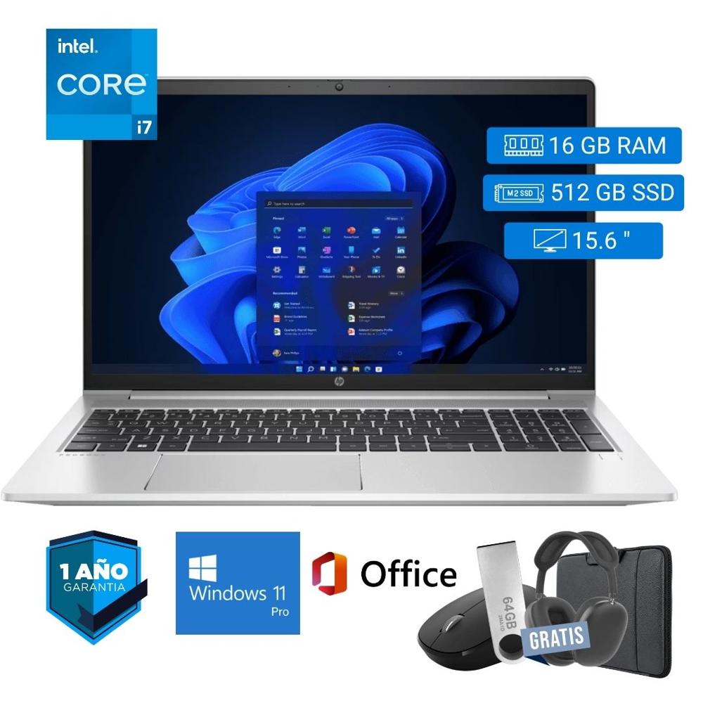 Laptop semi nueva HP 250 G8 Core i5 11va. 8GB RAM 512GB SSD 15.6pul. - Mouse - Funda - USB 64 GB