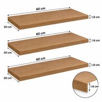 Kit de 3 repisas flotantes de 60x20x1.8 cm panela melamine