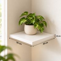 Repisa esquinera flotante cuadrada 30x30 cm blanco melamine